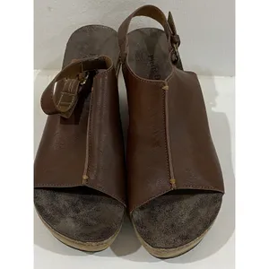 Pierre Dumas Brown VEGAN distressed Platform Wedge Open Toe Sandals Women's sz 9 thumbnail 7