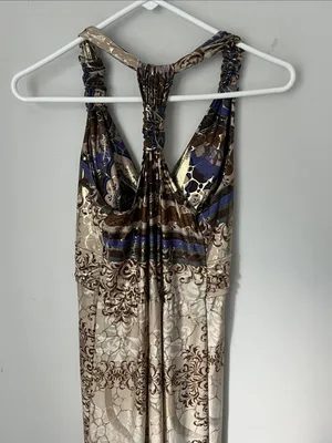 Shoreline Y2K Metallic Baroque Maxi Dress S/M ^ thumbnail 8