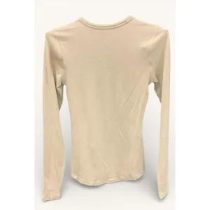 Lululemon Womens 4 Hold Tight LS Shirt Beige Shimmer Sparkle Ribbed Fitted Top thumbnail 2