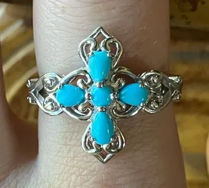Sleeping Beauty Turquoise Sterling Silver Ring Size 9 thumbnail 1