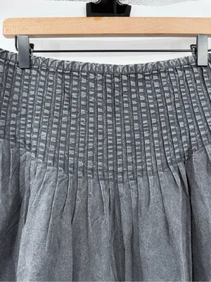 Free People Peyton Pintuck Midi Skirt 4 Washed Black Pleated Cotton $128 thumbnail 5