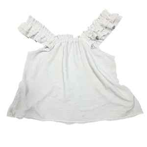 Ruffle Strap Tank Top Womens Large White Sleeveless Square Neck Flowy Blouse thumbnail 8