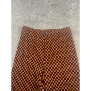 Anthropologie Maeve Colette Pants Rust Black Checkerboard Cropped Wide Leg 27 thumbnail 3