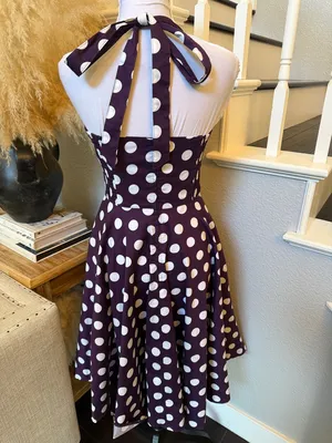 Hell Bunny Vixen Mariam Polka Dot Halter Swing Retro Dress size XS thumbnail 5