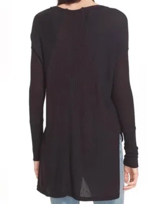 NWT Free People Ventura Thermal Tunic Top Black Size Medium thumbnail 3