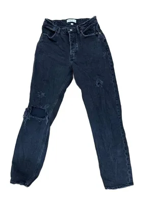 Size 27/4R Curve Love High Rise Dad Jeans Black Distressed thumbnail 6