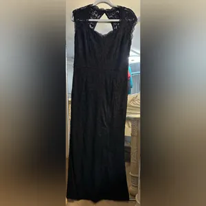 NEW Lace Sweetheart Neck Open Back Adjustable Slit Formal Gown Maxi Dress L thumbnail 4