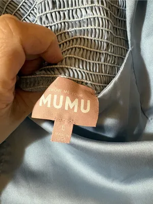 Show Me Your Mumu Claire Midi Dress in Steel Blue Luxe Satin thumbnail 4