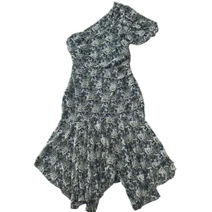 ASTR The Label Santorini Dress Medium Green‎ Blue Floral One Shoulder Midi thumbnail 4