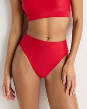 QUINCE High Rise High Leg Bikini Bottom Cherry Red NWT Sz Small S SLOW FASHION thumbnail 1