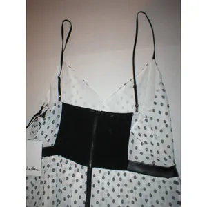 New NWT Womens Sam Edelman Dress White Tank Black 6 Sleeveless Faux Leather Stra thumbnail 6