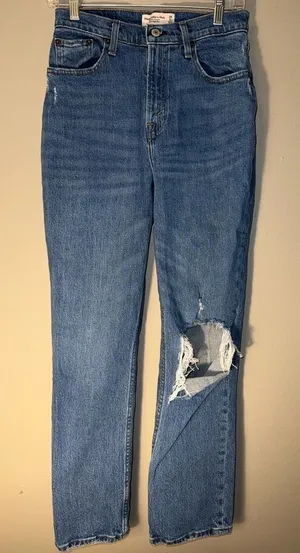 Abercrombie & fitch curve love 90’s straight ultra high rise jeans 6/28 Short #7 thumbnail 1