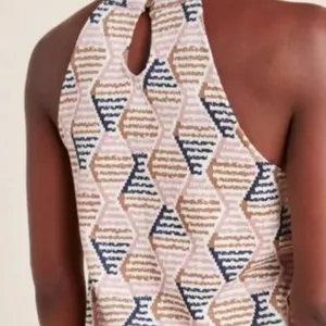 Anthropologie Lindsay Structured Halter‎ Top Size L Multicolor Geometric Trendy thumbnail 3