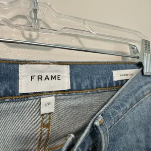 Frame Ali Wide Leg Crop Exposed Button Fly Jean‎ in Yorkshire Blue Size 26 thumbnail 3
