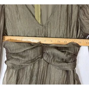 Sheer‎ Crinkle Tiered Maxi Dress Women's S Khaki Ethereal Romantic Coquette Chic thumbnail 10