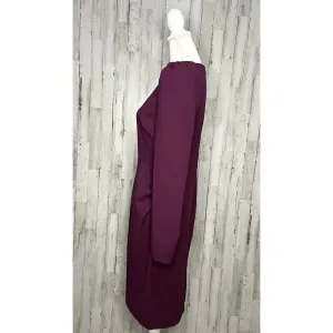 Trina Turk Women's Size 6 Burgundy V-Neck Puff‎ Sleeve Knee Length Dress thumbnail 5