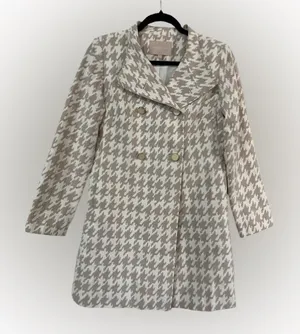 Banana Republic Houndstooth Trench Coat Sz S thumbnail 1