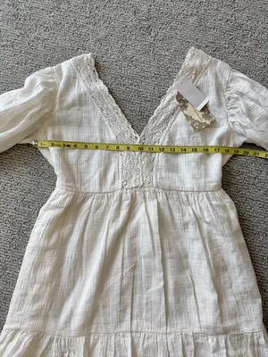 NWT BOG‎ Collective White Lace V-Neck Puff Sleeve Summer Mini Dress Size XS thumbnail 10
