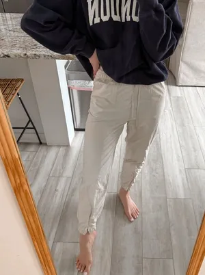 GapFit Crinkle Nylon Joggers Birch Cream Lightweight Athletic Pants Women XS thumbnail 1
