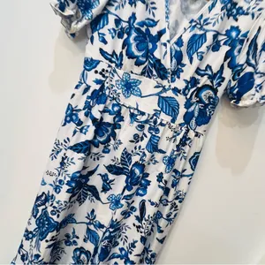 Boutique floral Blue Vintage Print V-Neck maxi dress size medium thumbnail 3