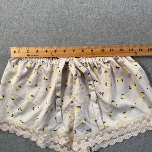 Flora Nikrooz Women's Small Lemon Print Satin Sleepwear Shorts with Lace Trim thumbnail 4