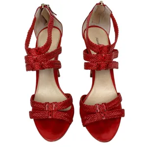 ALEXANDRE BIRMAN Red Woven Strappy Leather Heels Sandals - Size 6.5 thumbnail 12