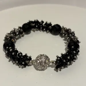 Black Crystal Beaded Magnetic Clasp Bracelet thumbnail 3