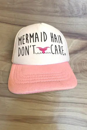 Grom Squad Girls Mermaid Hair Don’t Care Trucker Hat Pink 6-18M Adjustable 2T 3T 4T thumbnail 2