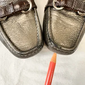 Coach Women’s Shoes Leather Loafers Size 7 M Gunmetal Gray Metallic Pebbled thumbnail 7