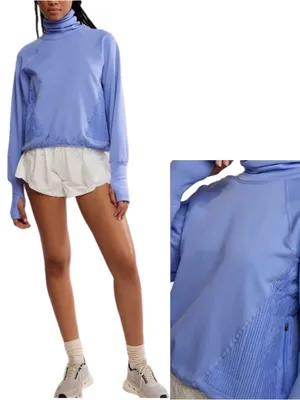 FREE PEOPLE MOVEMENT Keepin Cozy Run Crew Pullover / Bluebell / Large - Like New thumbnail 2