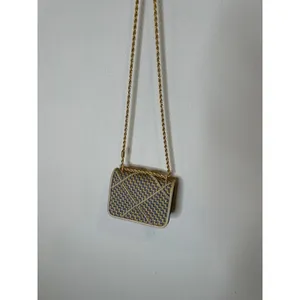 Tory Burch Eleanor Woven Mini Louts Blue/Cream Gold Chain Shoulder thumbnail 4