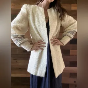 Vintage 70s AJ Seattle Mohair Blend Longline Cream Cardigan Made in USA Small thumbnail 10