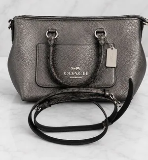 Coach Emma Small Crossbody Satchel Gunmetal Leather Snakeskin Bag Purse EUC thumbnail 1