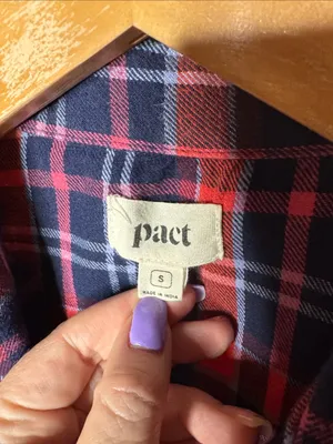 Pact Leighton Plaid Organic Cotton Flannel Pajama Set Size Small thumbnail 8