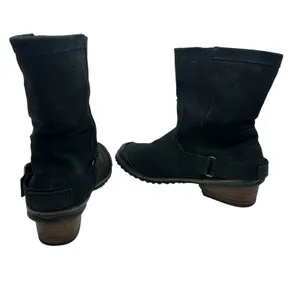 Sorel Slimshortie Waterproof‎ Leather Moto Boots Black Buckle Womens 9 thumbnail 10