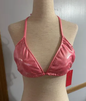 Doll Pink Cosmic Shimmer Triangle Swimwear Top Size Large‎ thumbnail 1
