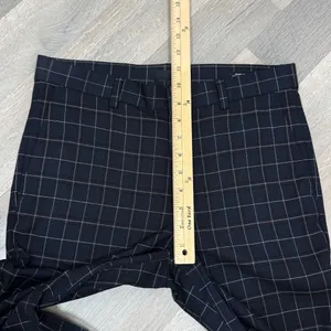 H&M Windowpane Plaid Cuff Hem‎ Skinny Fit Trouser Pants Blue Tan Size 29 thumbnail 12