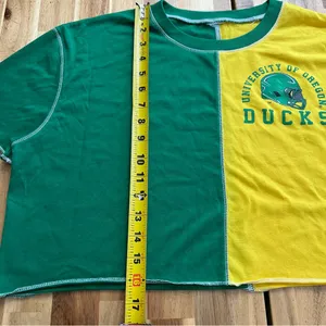 University of Oregon Ducks Half & Half Cropped Tee Green Yellow Women’s thumbnail 4