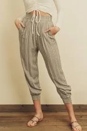 DRESS FORUM Boho Stripe Slouchy Jogger Pant Size Small S Back Tie thumbnail 1