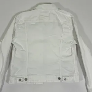 Levis Womens White Denim Trucker Jacket Large Stretch Cotton 77306-0004 thumbnail 8