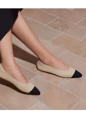 Vivaia pointed-toe Ballet Flats (Aria 5°) Almond & Black sz 39.5 / 9.5 washable thumbnail 2