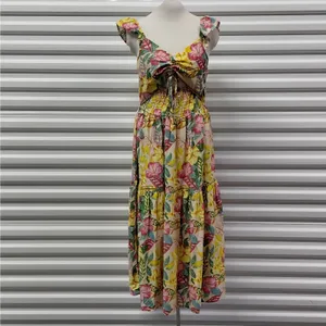 Roxy Womens Floral Dress Size Medium Tropical Vacation Resort Beach Boho Coastal thumbnail 5