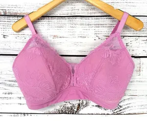 Auden Lightly Lined Bralette Womens 1X Lace‎ Stretch Comfort Light Pink Bra thumbnail 1