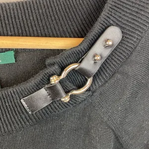 Ralph Lauren Black Knit Long Sleeve Buckle Accent Crew Neck Sweater L thumbnail 4