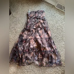 Lulus Exquisite Finesse Brown Floral Organza Maxi Dress With Pockets thumbnail 5