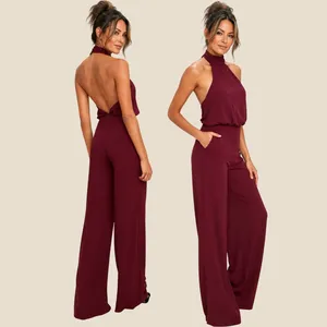 1554 | NWT Lulu's Moment for Life Halter Wide Leg Open Back Jumpsuit Women XXS‎ thumbnail 2