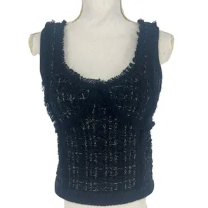 SIMKHAI‎ Metallic Boucle Tweed Bustier Top Black Medium thumbnail 4