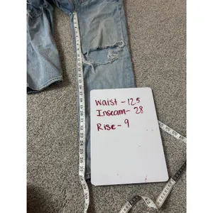 American Eagle Stovepipe High Rise Distressed Straight Leg Jeans Light Wash 00S thumbnail 7