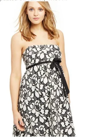 Motherhood Maternity‎ Strapless Dress Lace Floral Black/White Size Small thumbnail 1