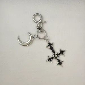 Moon Cross Keychain Charm for Men Women Car Keychain Key Ring Bag Charm thumbnail 2